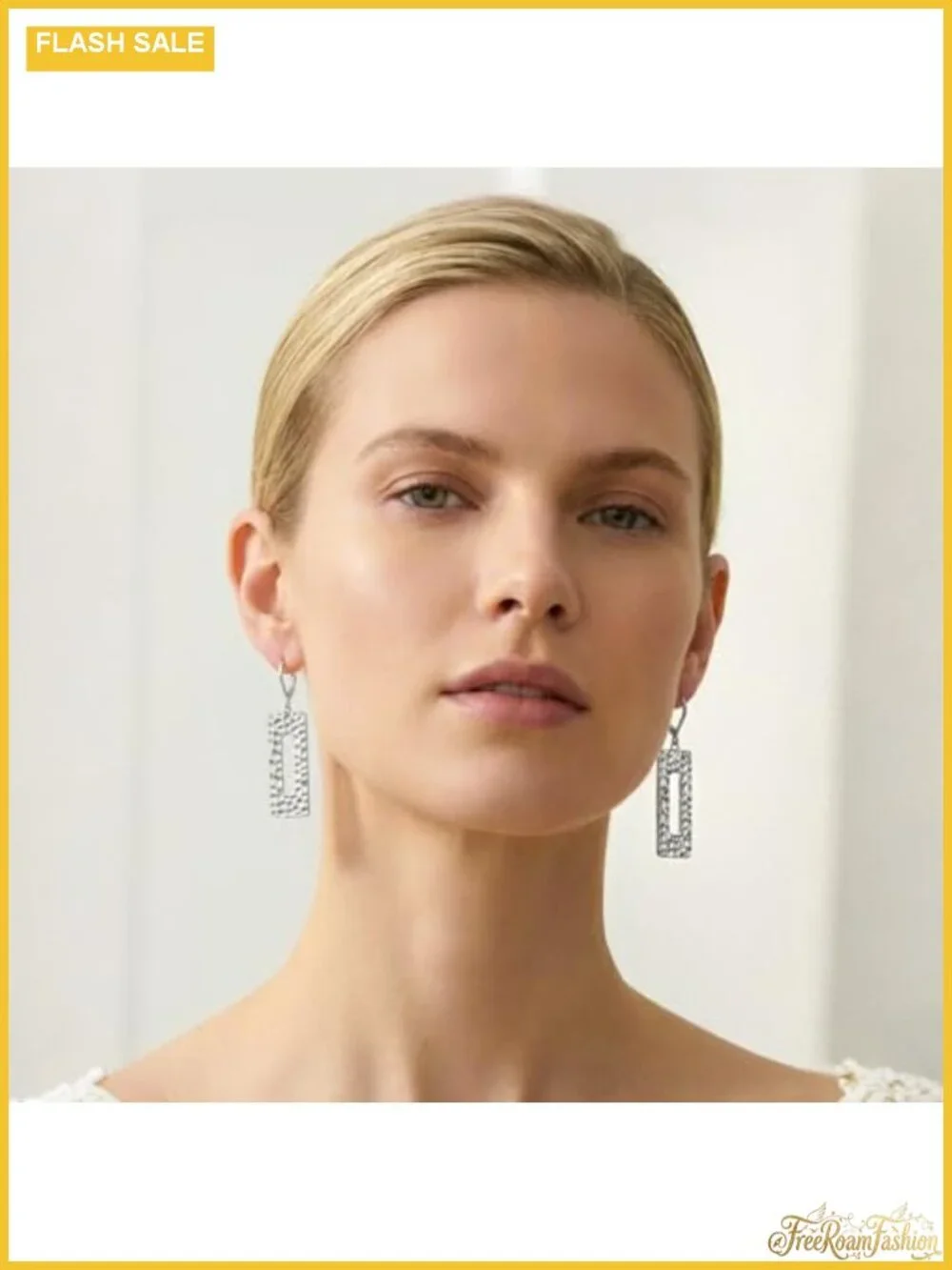 Sterling Silver Dangle Earrings for Women Geometric Drop Leverback